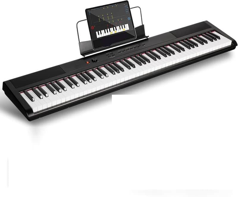 Portable 88 Key Weighted Keyboard Electric Piano, Digital Keyboard Piano with Full-Size Velocity Sensitive Keys, Built in Speakers, Headphone Output, Sustain Pedal and Melodics Lesson image 1