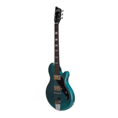 Supro 2020TM Westbury Dual Pickup Island Series Electric Guitar 2010s - Turquoise Metallic image 2