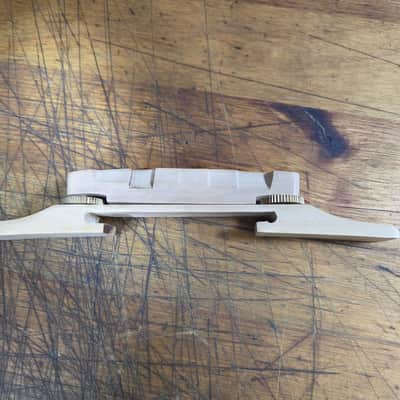 Unbranded Mint Condition Unslotted Faux Bone Light Wood Archtop Guitar Bridge Luthier Parts image 3