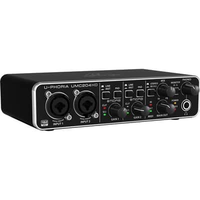 Behringer U-Phoria UMC204HD Audiophile 2x4 USB Audio/MIDI Interface with MIDAS Mic Preamplifiers, 24-Bit/192kHz Resolution image 1