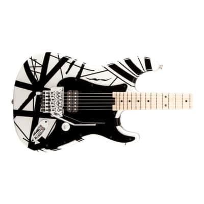 EVH Striped Series 6 String Electric Guitar White with Black Stripes image 5