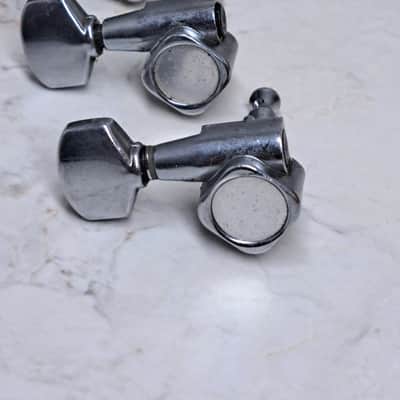 Rare Ibanez-Style Square-Style Tuner -Greco Gotoh - Set of 6 Inline Treble Side - 70's-80's - Chrome image 3