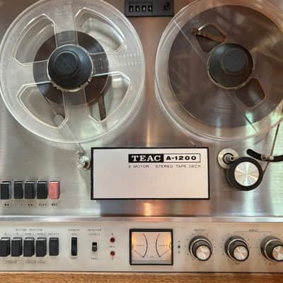 TEAC A-1200 3-head 3-motor R2R 2-track 1/4" stereo 7" reel to reel recorder tape deck player 1960s - stained wood and stainless steel image 3