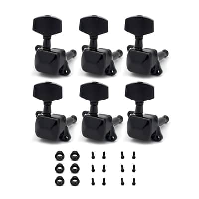 Black Semiclosed String Tuning Pegs Machine Heads Tuners Keys 6 In Line Right Hand for Electric Guitars image 1