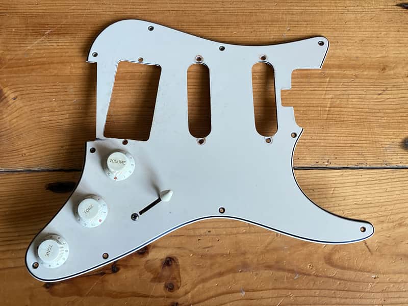 Vintage Circa 1970s Stratocaster Guitar Scratchplate HSS Slanted Part Loaded image 1
