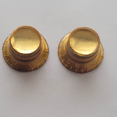1962-1970 Gibson Gold Reflector Knobs Set Of 2 Original image 1