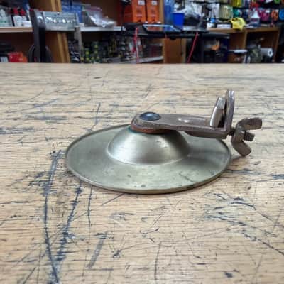 VIntage Leedy Greeko 3 7/8" Egyptian Chime Cymbal with Leedy Chrome Plated Bulldog Holder Traps Era 1920s -30s #1 image 2