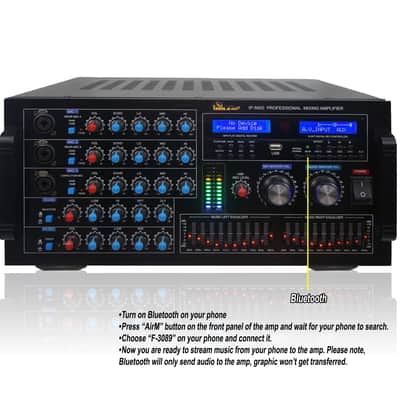 IDOlmain Bluetooth Mixing Amplifier 6000W With Dual Super Bass 12" Speakers and Dual Luxury Wireless Microphones Home Karaoke System Free gifts image 2