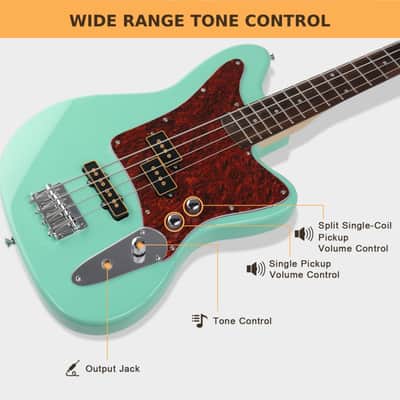 Glarry Green GIB 4 String Red Pearl Guard Bass Guitar w/20W Amplifier image 5