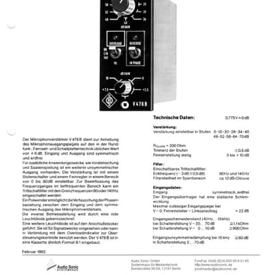 Neumann V 476b - Microfon-Preamp (Broadcast, Danner) image 10