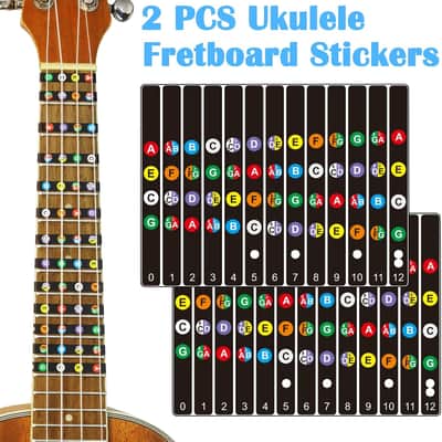 Ukulele Beginner's Kit: Chord Chart, Fretboard Stickers, Picks - Black and White Vinyl, Ukulele Accessory image 4