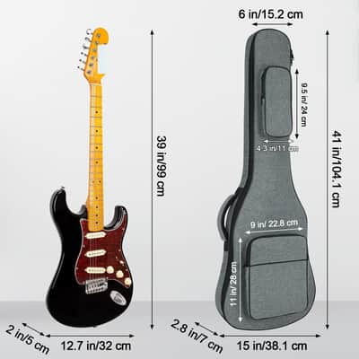 Electric Guitar Bag Padded Electric Guitar Gig Bag 11.5mm Padding Soft Guitar Case with Neck Strap, Back Hanger Loop, Grey image 2