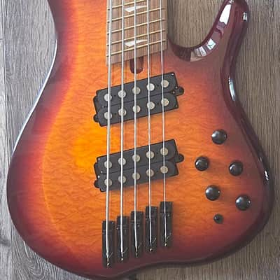 Tagima Rapture 5 MDoubles UQ Muli-Scale 5 String Bass 2026 - Fire Burst image 2