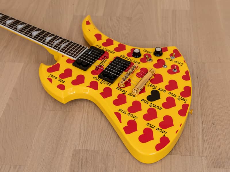 Burny Mockingbird MG-165S HY Hide X Electric Guitar Yellow Heart w