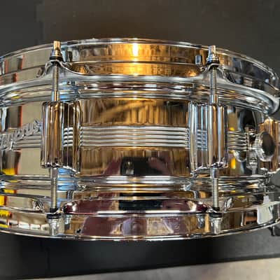 1960s Rogers "5-Line" Dyna-Sonic 5x14" Brass Snare Drum image 2