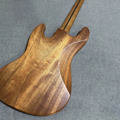 Unfinished Mahogany Electric Guitar Bass Body with Roasted Maple Neck DIY Kit image 4