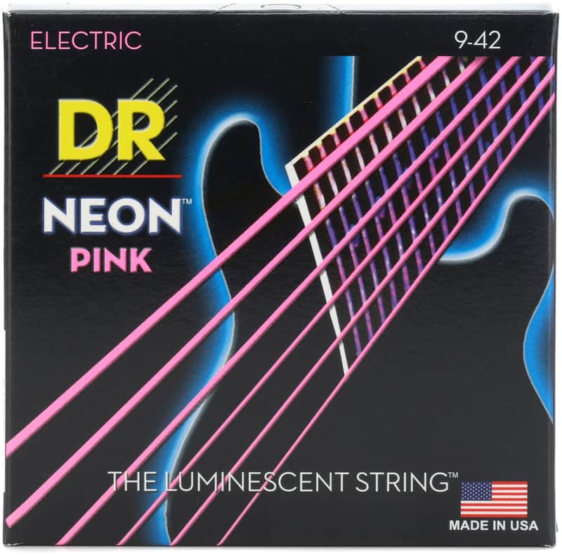 DR Strings HI-DEF NEON™ - PINK Colored Electric Guitar Strings: Light 9-42 image 1