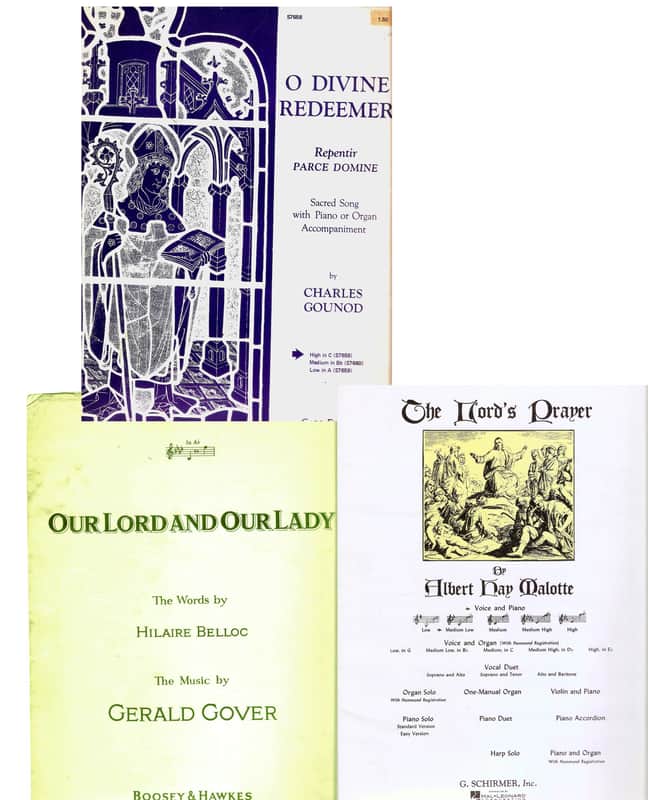 Vintage 3 Religious Sheet Music, The Lord's Prayer, Our Lord and Our Lady, O Divine Redeemer, Music and Lyrics of Faith, Voice Piano Organ image 1