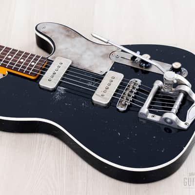 2021 Macmull Heartbreaker Custom P-90 HB-C T-Style Black Relic w/ Bigsby, Case & CoA image 10
