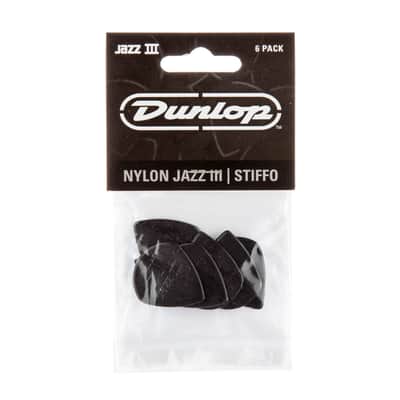 Dunlop - 47P3S - Nylon Jazz III Black Stiffo Point Guitar Picks - 1.38mm - Pack of 6 image 1