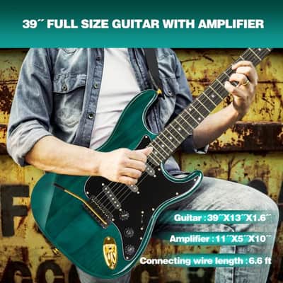 MUSTAR MEG-100 Green Electric Guitar Kit | Beginner Set with Amp image 7