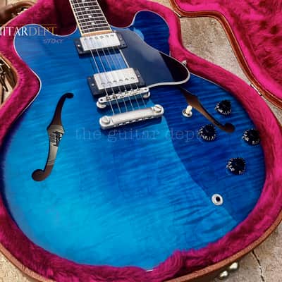 ♚Vintage♚RARE♚2002 Gibson ES-335 Dot Figured♚ BEALE STREET BLUE ♚AAA TIGER FLAME♚8.5LBS image 2