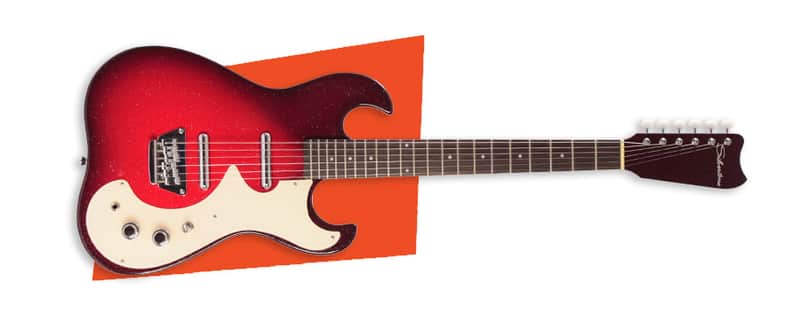 Silvertone 1449 Series Dbl Cut Bolt-on, Red Slvr Flake Burst image 1