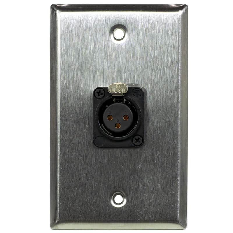Whirlwind WP1/FNS Single Gang Wall Plate with XLR Female Screw Terminal Connector (Stainless Steel) image 1