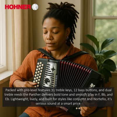 Hohner Panther Diatonic Accordion - Keys G/C/F w/ Gig Bag image 4