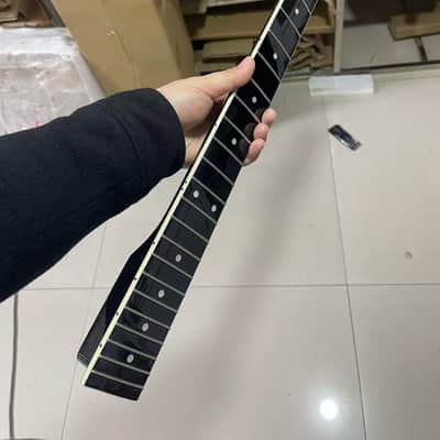 1 Round stainless steel  22 frets White binding black gloss Maple guitar neck 25.5inch hole 10mm image 1