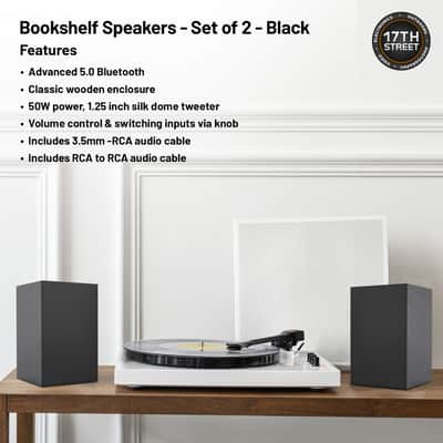 Audio-Technica AT-LP60XBT Fully Automatic Bluetooth Belt-Drive Stereo Turntable (Red & Black) with 45 rpm Adapter, 4 Inch Bookshelf Speakers (Pair) and Waith Record Cleaning Kit (Essential Bundle Set) image 5
