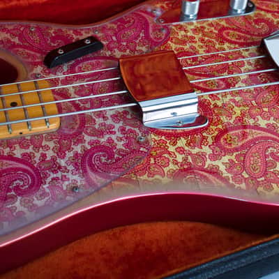 Fender  Telecaster Bass Pink Paisley Solid Body Electric Bass Guitar (1968), ser. #251376, original black tolex hard shell case. image 15