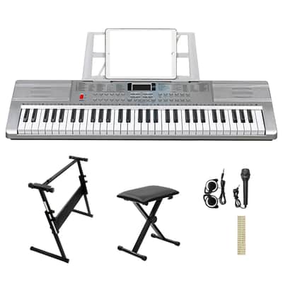 Portable 61Key Electronic Lighted Keyboard Piano LCD Screen Headphone Microphone image 1
