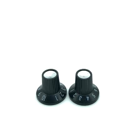 Fender? Mustang Style Small Witch Hat Amp Knobs Black/Chrome image 1