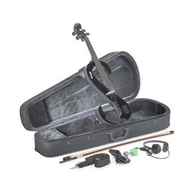 Stagg EVA 4/4 BK S-Shaped 4/4 Electric Viola Set w/Case, Straps, Bow, Rosin, Headphones & 9V Battery image 1