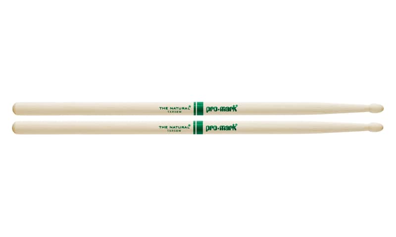 Pro-Mark TXR5BW Hickory 5B "The Natural" Unlacquered Wood Tip Drum Sticks (Pair) image 1