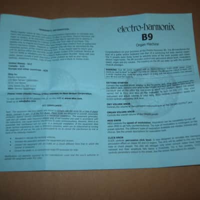 lightly handled - generally clean (some very light cloudy surface scuffs / surface gray markings) Electro Harmonix EMPTY CARDBOARD BOX and original Owner's Instructions ONLY for B9 Organ Machine pedal (NO Pedal, NO other paperwork) image 18
