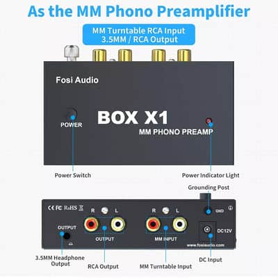 Hi-Fi Phono Preamp for Turntable – MM Phonograph Preamplifier with RCA Line and Headphone Output image 3