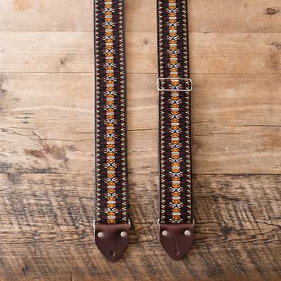 Vintage Black 60s/70s Hippie Guitar Strap / Real Suede Backing / Handmade in the UK image 3
