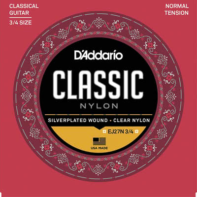 D'Addario EJ27N 3/4 Guitar Student Classics Normal Tension Classical Guitar Strings image 1