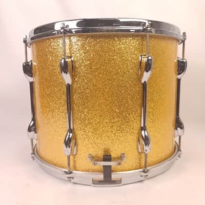 Slingerland 60s 12x15" Zoomatic Marching Snare Drum Gold Sparkle COB Brass Hoops image 4