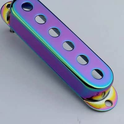 Single Coil Strat Style Guitar Pickup Cover in Rainbow Finish, 52MM Spacing image 1