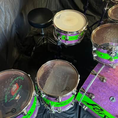 Rikki Rocket's Poison, 2018 Nothing But a Good Time Tour DW Cherry Mahogany 8-Piece Drum Set, Custom Poison Graphic, Autographed!! image 19
