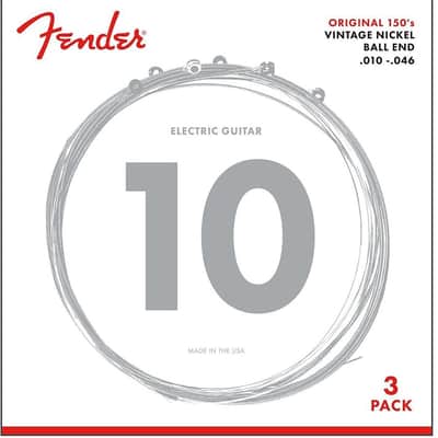 Fender 073-0150-310 150R Pure Nickel Ball End Electric Guitar Strings (10-46) - 3 Pack
