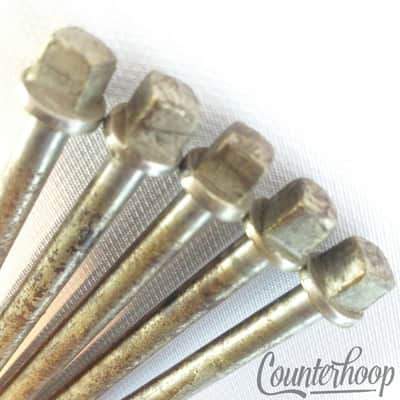 Slingerland 5x 4" T-Rods 30s Early Flat Head Tom/Snare Drum Tensioner Nickel USA image 2
