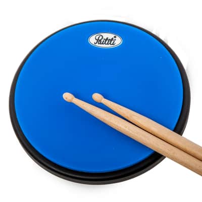 PAITITI 10 Inch Silent Portable Practice Drum Pad Round Shape with Carrying Bag Blue Color image 2