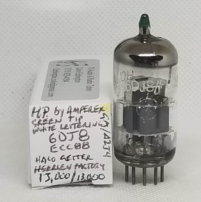 Amperex Made For HP Green Tip 6DJ8 Halo Getter Perfectly Balanced Single NOS ECC88 image 1