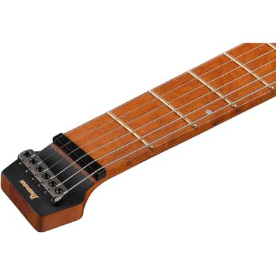 Ibanez Quest Standard QX52-BKF 6-String Headless Solid Body Electric Guitar with Roasted Birdseye Maple Fretboard, Right-Handed, Black Flat image 4