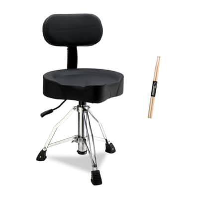 Hydraulic Drum Throne Stool w/ Backrest – Adjustable Height, 360° Swivel, Thick Saddle Seat, Heavy Duty Drummer Seat image 1