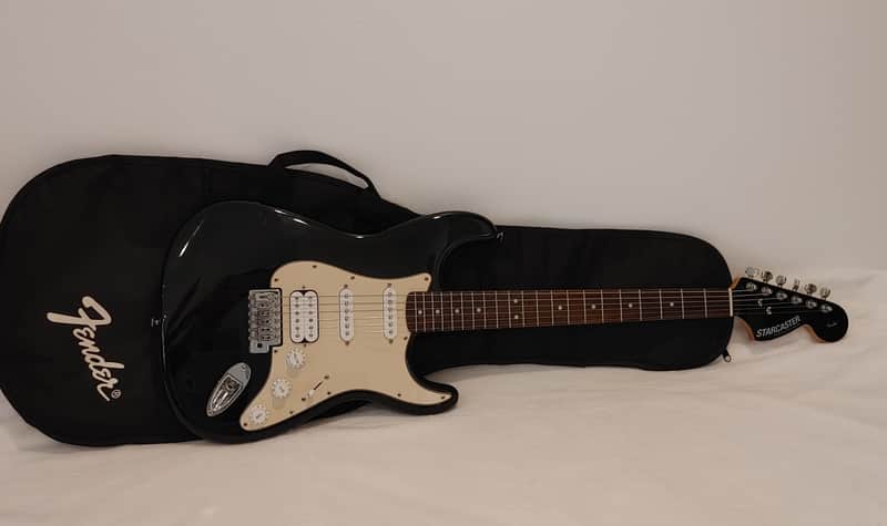 Starcaster by Fender Strat 2009 with Fender Gig Bag - SSH - Black with Matching Headstock image 1